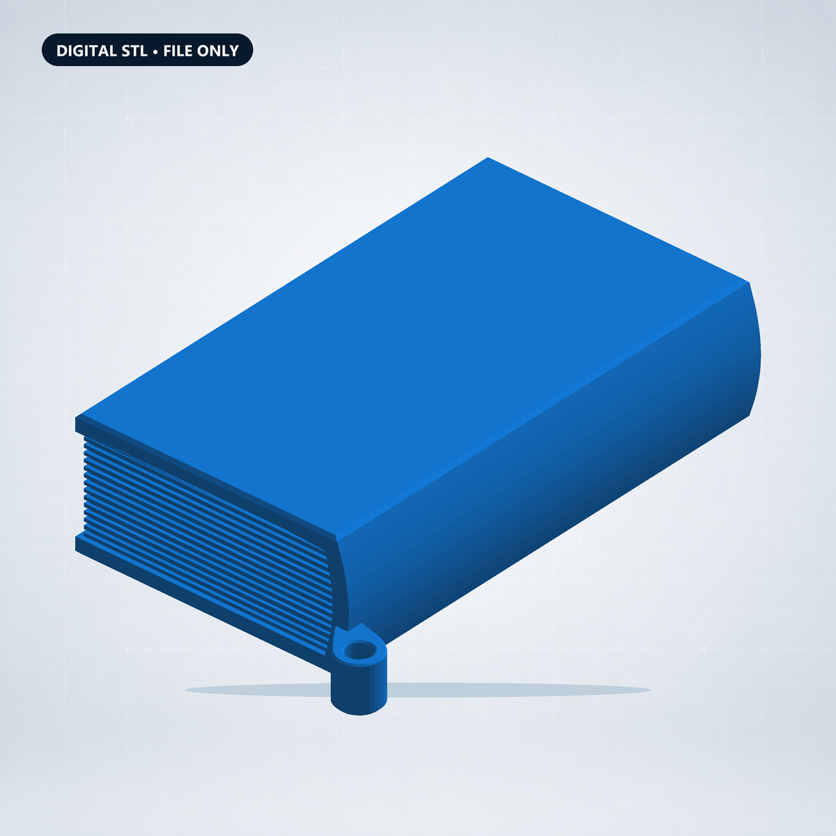 Keychain Book digital STL canonical three-quarter model render with integrated loop