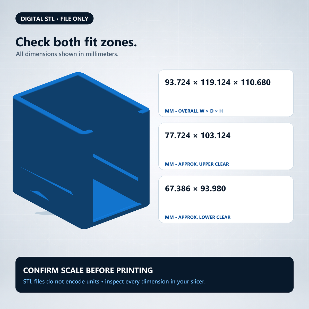 Ripper Station V2 overall dimensions and approximate upper and lower clear zones