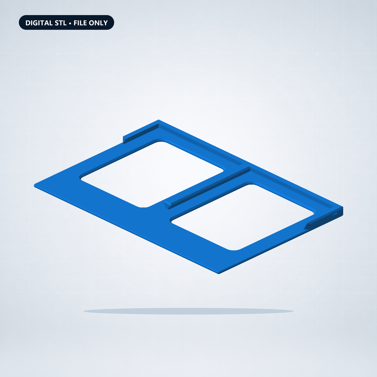 2x1 Toploader Holder V2 digital STL canonical three-quarter model render